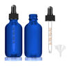 Picture of Bumobum Dropper Bottle 2 oz, Glass Eye Dropper Bottles for Essential Oils with Labels and Funnel, 2 pack Tincture Bottle 60 ml with Measured Dropper-Blue