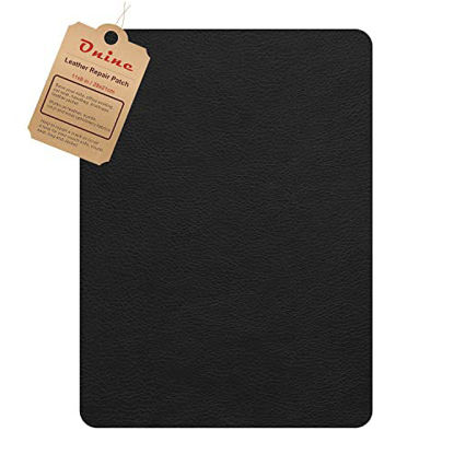 Picture of ONine Leather Repair Patch，Self-Adhesive Couch Patch，Multicolor Available Scratch Leather 8X11 Inch Peel and Stick for Sofas, Car Seats Hand Bags Jackets(Ink Black)