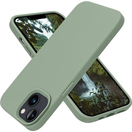 Picture of OTOFLY Designed for iPhone 13 Case, Silicone Shockproof Slim Thin Phone Case for iPhone 13 6.1 inch Calke Green