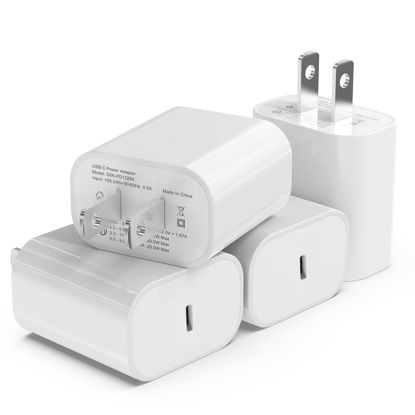 Picture of 4Pack [Apple MFi Certified] iPhone Fast Charger, iGENJUN 20W USB C Charger Wall Charger Block with PD 3.0, Compact USB C Power Adapter for iPhone 14/14 Pro/13, Galaxy, Pixel, AirPods Pro-White