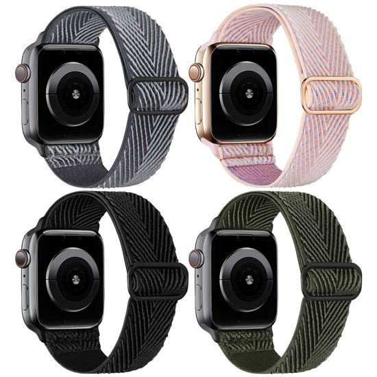 Picture of Stretchy Nylon Solo Loop Compatible with Apple Watch Band 38mm 40mm 41mm 42mm 44mm 45mm 49mm, Adjustable Braided Sport Elastic Wristbands Women Men Straps for iWatch Series Ultra/8/7/6/5/4/3/2/1/SE