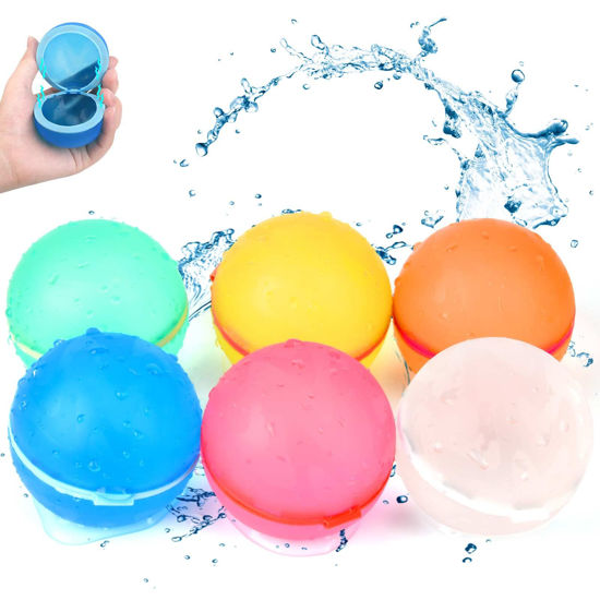 Picture of SOPPYCID Reusable Water Balloons, Water Ball for beach toys, Summer toys, Easy Quick Fill & Self-Sealing Water Bombs, Soft Silicone Water Splash Ball, Best Gift for Kids(6Pcs)