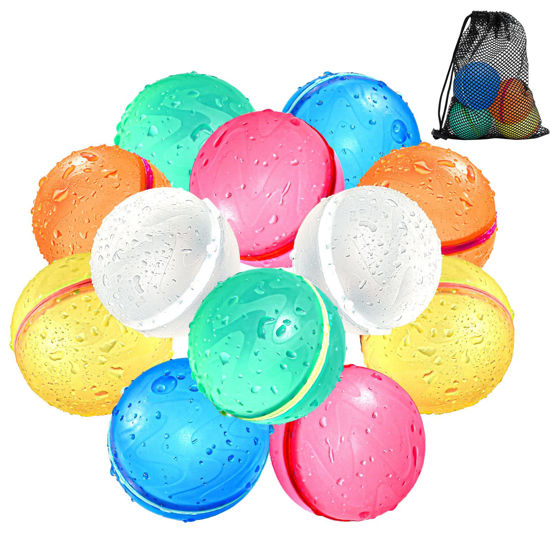 Picture of SOPPYCID Reusable Water Bomb balloons, Magnetic Refillable Water balls - Pool Toys for Boys and Girls, Beach Outdoor Activities Water Games Toy for kids Self Sealing Water Splash Ball (12Pack)