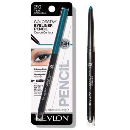 Picture of Revlon Pencil Eyeliner, ColorStay Eye Makeup with Built-in Sharpener, Waterproof, Smudgeproof, Longwearing with Ultra-Fine Tip, 210 Teal, 0.01 Oz