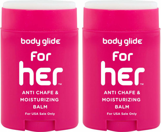 Picture of Body Glide For Her Anti Chafe Balm: anti chafing stick with added emollients. Prevent rubbing leading to chafing, raw skin, and irritation. Use for arm, bra, butt, groin, & thigh chafing: 1.5oz-2pk