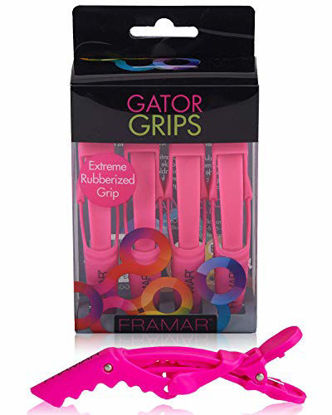 Picture of FRAMAR Gator Grips Pink Hair Clips for Styling - Women's Alligator Clips for Hair/Crocodile Clips for Hair Styling - Sectioning Clips Female - 4 Count