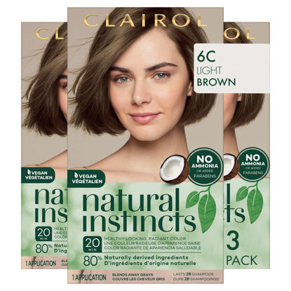 Picture of Clairol Natural Instincts Demi-Permanent Hair Dye, 6C Light Brown Hair Color, Pack of 3