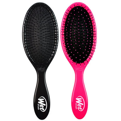 Picture of Wet Brush Original Detangler Hair Brush - Pink and Black (Pack of 2) - Exclusive Ultra-soft IntelliFlex Bristles - Glide Through Tangles With Ease For All Hair Types - For Women, Men, Wet And Dry Hair