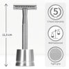 Picture of Bambaw Double Edge Safety Razor for Men with Razor Stand, One Blade Metal Razor, Reusable Metal Razor - Silver