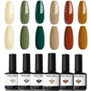 Picture of Modelones Gel Nail Polish Set - 6 Colors Nude Emerald Green Red Gel Nail Polish Kit Earth Tone Light Yellow Gel Polish Set, Soak Off LED French Nail Art Manicure Starter Salon DIY Nail Gifts for Women