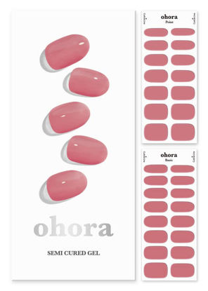 Picture of ohora Semi Cured Gel Nail Strips (N Juliet) - Works with Any Nail Lamps, Salon-Quality, Long Lasting, Easy to Apply & Remove - Includes 2 Prep Pads, Nail File & Wooden Stick