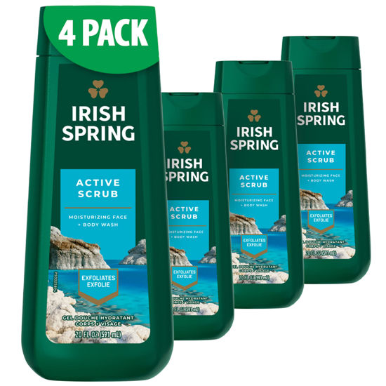 Picture of Irish Spring Mens Body Wash, Active Scrub Exfoliating Body Wash for Men, 20 Fl oz (Pack of 4)