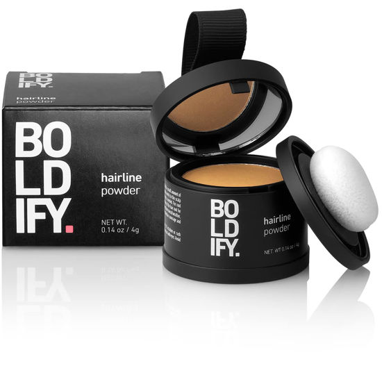 Picture of BOLDIFY Hairline Powder Instantly Conceals Hair Loss, Root Touch Up Hair Powder, Hair Toppers for Women & Men, Hair Fibers for Thinning Hair, Root Cover Up, Stain-Proof 48 Hour Formula (Medium Blonde)