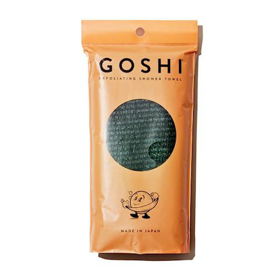 Picture of GOSHI Exfoliating Shower Towel - Rip-Resistant Exfoliating Washcloth for All Skin Types - Moss Green - Made in Japan