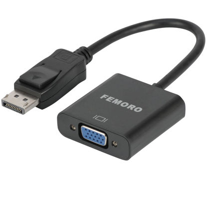 Picture of FEMORO DisplayPort to VGA Adapter 1080P Converter, Display Port DP to VGA Adapter Male to Female Connector Compatible with Computer, Desktop, Laptop, PC, Monitor, Projector, HDTV - Black