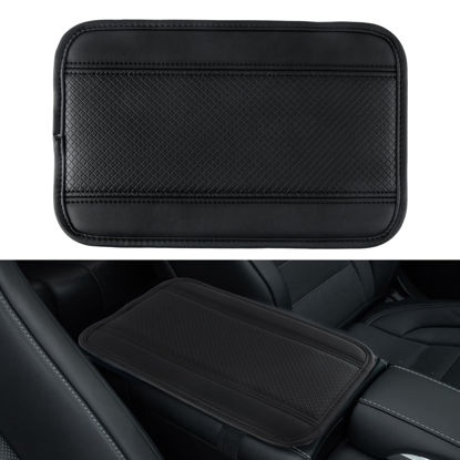 Picture of Amiss Car Center Console Pad, Universal Waterproof Car Armrest Seat Box Cover, PU Leather Auto Armrest Cover Protector，Vehicle Interior Accessories fits SUV/Truck/Car (Black)