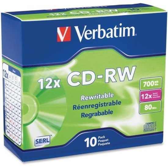 Picture of Disc CD-R/W 80 min branded 10pk Slimline 4X-12X 700MB high speed