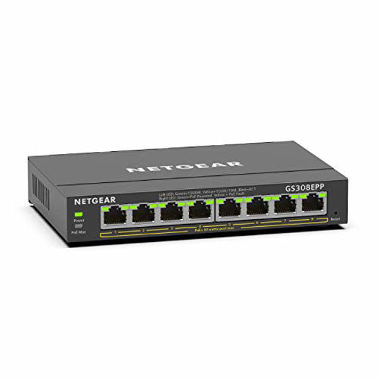 Picture of NETGEAR 8 Port PoE Gigabit Ethernet Plus Switch (GS308EPP) - with 8 x PoE+ @ 123W, Desktop or Wall Mount