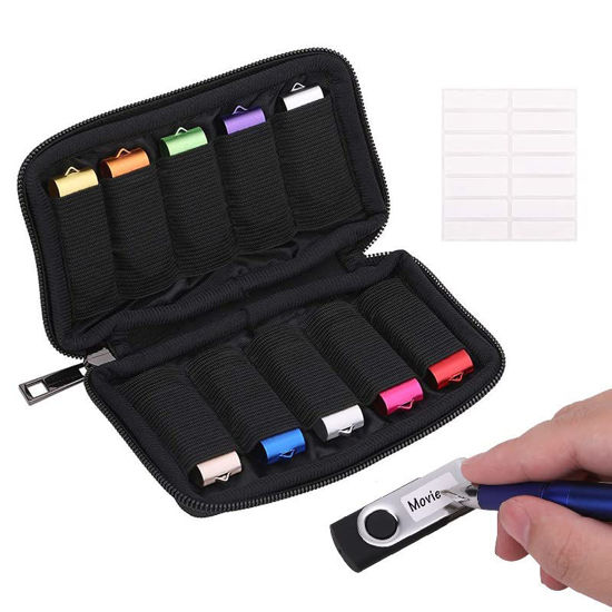 Picture of USB Flash Drive Case - Vellgo Soft Material Thumb Drive Holder case, USB Drive Holder Organizer, Portable Electronic Accessories Bag for USB Memory Stick with 10 Slots