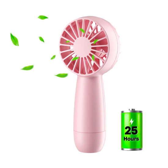 Picture of Handheld Fan Portable Mini Rechargeable: Portable Handheld Mini Battery Fan 8-25 Hours USB Rechargeable Personal Hand Held Operated Small Powered Fans for Travel Makeup - Woman Kids Gift