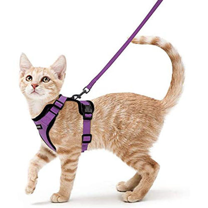 Picture of rabbitgoo Cat Harness and Leash for Walking, Escape Proof Soft Adjustable Vest Harnesses for Cats, Easy Control Breathable Reflective Strips Jacket, Purple, XS(Chest: 13.5"-16")