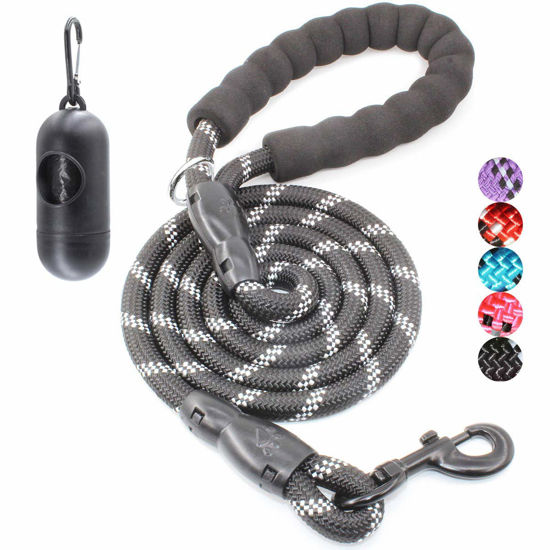 Picture of BAAPET 2/4/5/6 FT Dog Leash with Comfortable Padded Handle and Highly Reflective Threads for Small Medium and Large Dogs (4FT-1/2'', Black)