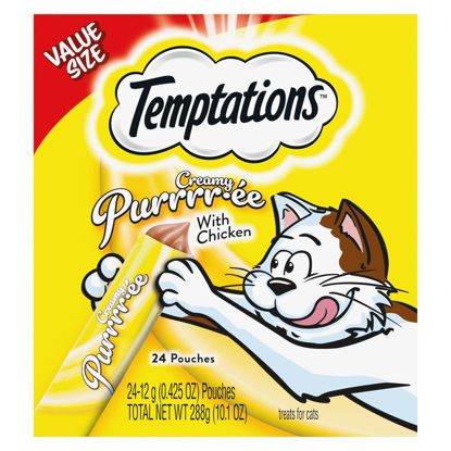 Picture of Temptations Creamy Puree with Chicken, Lickable Cat Treats, 0.42 oz Pouches, 24 Count