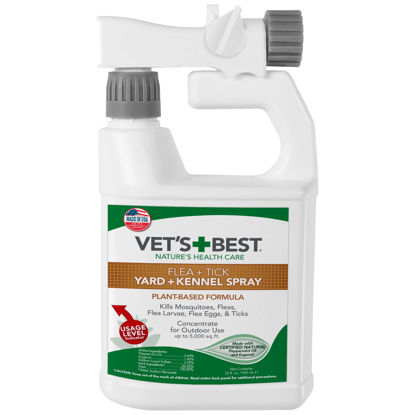 Picture of Vet's Best Flea and Tick Yard and Kennel Spray - kills Mosquitoes with Certified Natural Oils - Plant Safe with Ready-to-Use Hose Attachment - 32 oz