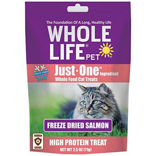 Picture of Whole Life Pet Just One Salmon - Cat Treat Or Topper - Human Grade, Freeze Dried, One Ingredient - Protein Rich, Grain Free, Made in The USA