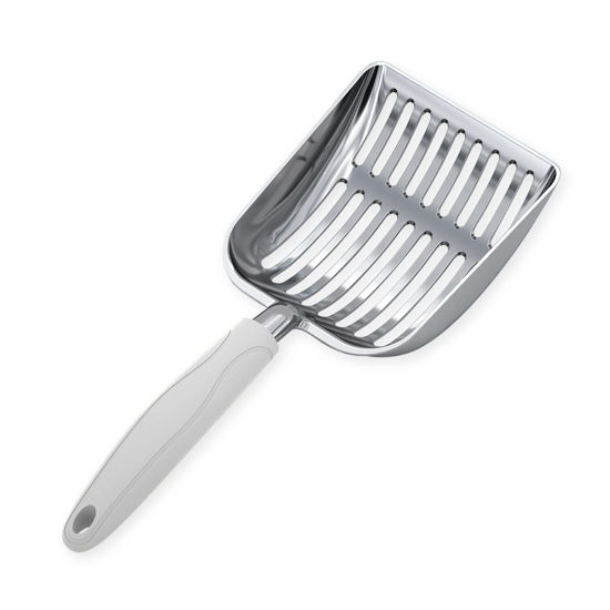 Picture of WePet Cat Litter Scoop, Aluminum Alloy Sifter, Kitty Metal Scooper, Deep Shovel, Long Handle, Poop Sifting, Kitten Pooper Lifter, Durable, Heavy Duty, for Litter Box