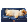 Picture of Bedsure Small Orthopedic Dog Bed, Bolster Dog Beds for Small Dogs - Foam Sofa with Removable Washable Cover, Waterproof Lining and Nonskid Bottom Couch, Navy