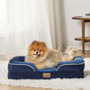 Picture of Bedsure Small Orthopedic Dog Bed, Bolster Dog Beds for Small Dogs - Foam Sofa with Removable Washable Cover, Waterproof Lining and Nonskid Bottom Couch, Navy