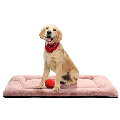 Picture of Dog Beds Crate Pad for Medium/Large Dogs Fit Metal Dog Crates,Ultra Soft Dog Crate Bed Washable & Anti-Slip Kennel Pad for Dogs Cozy Sleeping Mat,Pink 36inch