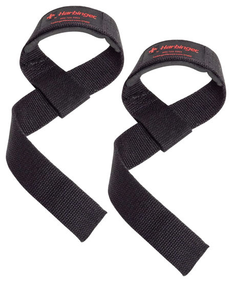 Picture of Harbinger Padded Cotton Lifting Straps with NeoTek Cushioned Wrist (Pair), Black , 5 mm