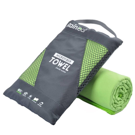 Picture of Rainleaf Microfiber Towel Perfect Travel & Sports &Camping Towel.Fast Drying - Super Absorbent - Ultra Compact,Green,12 X 24 Inches