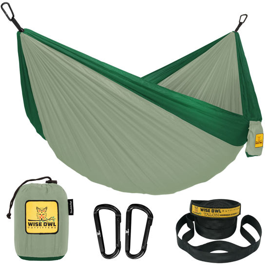 Picture of Wise Owl Outfitters Camping Hammock - Portable Hammock Single or Double Hammock Camping Accessories for Outdoor, Indoor w/Tree Straps