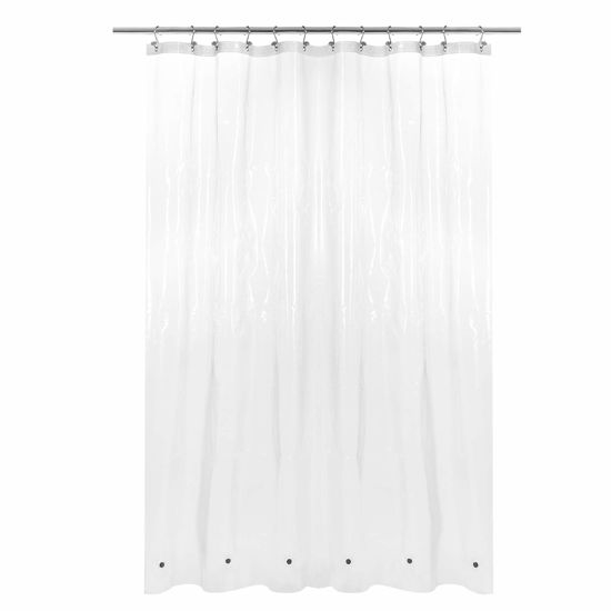 Picture of Barossa Design Shower Curtain Liner with 6 Magnets - Clear Plastic Shower Curtain Liner, See Through Vinyl Shower Curtain with Metal Grommets for Bathroom - Clear, 70x72