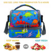Picture of FlowFly Kids Double Decker Cooler Insulated Lunch Bag Large Tote for Boys, Girls, Men, Women, With Adjustable Strap, Dinosaur