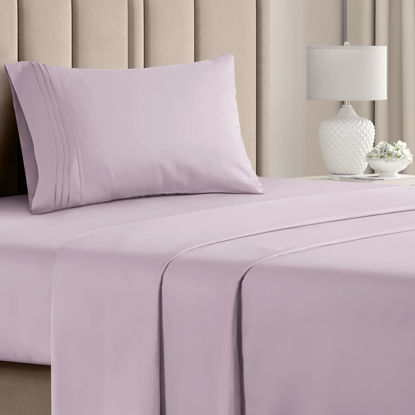 Picture of Twin Size Sheet Set - Breathable & Cooling Sheets - Hotel Luxury Bed Sheets - Extra Soft - Deep Pockets - Easy Fit - 3 Piece - Wrinkle Free - Comfy - Light Lavender Bed Sheets - Twins Sheets - 3 PC