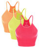 Picture of ODODOS Women's Crop 3-Pack Washed Seamless Rib-Knit Camisole Crop Tank Tops, Neon Pink Green Orange, X-Small/Small