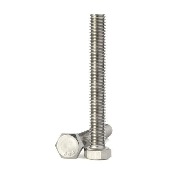 Picture of 5/16-18 x 6" Hex Head Screw Bolt, Fully Threaded, Stainless Steel 18-8, Plain Finish, Quantity 6