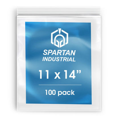 Picture of Spartan Industrial - 11” X 14” (100 Count) 2 Mil Clear Reclosable Zip Plastic Poly Bags with Resealable Lock Seal Zipper