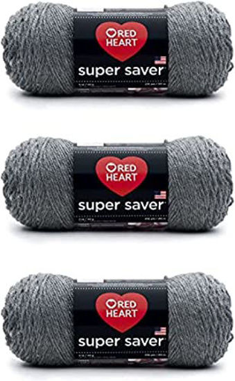 Picture of Red Heart Super Saver Yarn, 3 Pack, Gray Heather 3 Count