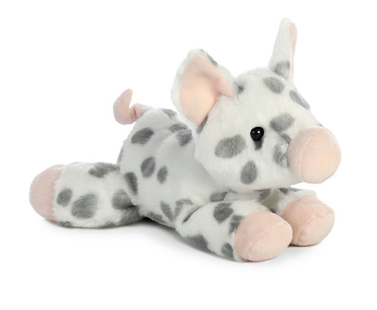 Picture of Aurora® Adorable Mini Flopsie™ Spotted Piglet Stuffed Animal - Playful Ease - Timeless Companions - White 8 Inches