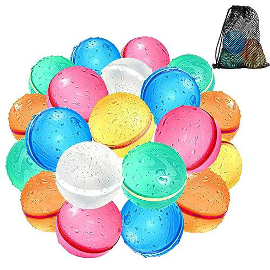 Picture of SOPPYCID Reusable Water Bomb balloons, Magnetic Refillable Water balls - Pool Toys for Boys and Girls, Beach Outdoor Activities Water Games Toy for kids Self Sealing Water Splash Ball (20Pack)