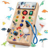 Picture of Dinosaur Busy Board with 8 LED Light switches, Toddler Montessori Busy Board, Light Switch Toys Sensory Toys Montessori Toys for 1+ Year Old Baby,Toddler,boy