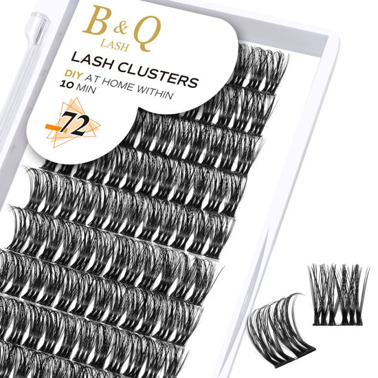 Picture of Lash Clusters D Curl 10mm DIY Lash Extensions 72 Clusters Lashes C D Curl B&Q LASH Wispy Volume Lashes Eyelash Clusters Extensions Individual Lashes Cluster DIY at Home (B48,D-10mm)