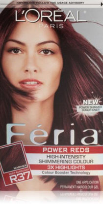 Picture of L'Oreal Paris Feria Multi-Faceted Shimmering Permanent Hair Color, R37 Blowout Burgundy (Deep Burgundy), Pack of 1, Hair Dye