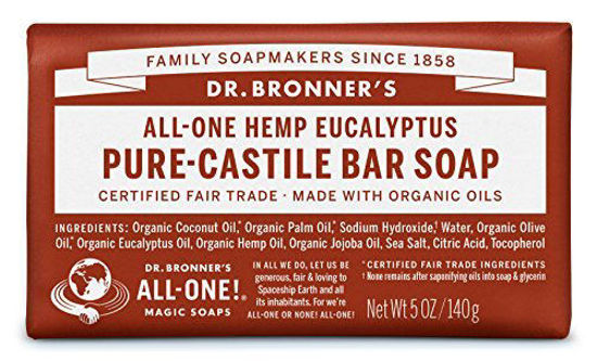 Picture of Dr. Bronner's - Pure-Castile Bar Soap (Eucalyptus, 5 ounce) - Made with Organic Oils, For Face, Body and Hair, Gentle and Moisturizing, Biodegradable, Vegan, Cruelty-free, Non-GMO