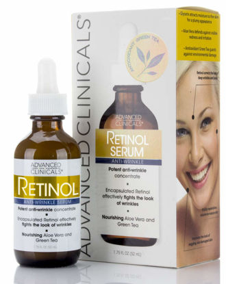 Picture of Advanced Clinicals Retinol Facial Serum Moisturizer Skin Care For Face, Anti Aging Retinol Concentrate Reduces Appearance Of Wrinkles & Fine Lines W/Nourishing Aloe Vera & Green Tea, 1.75 Fl Oz